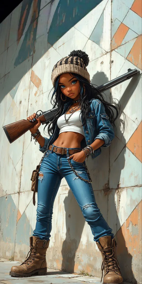 Шпалери на телефон: Дівчина зі рушницею