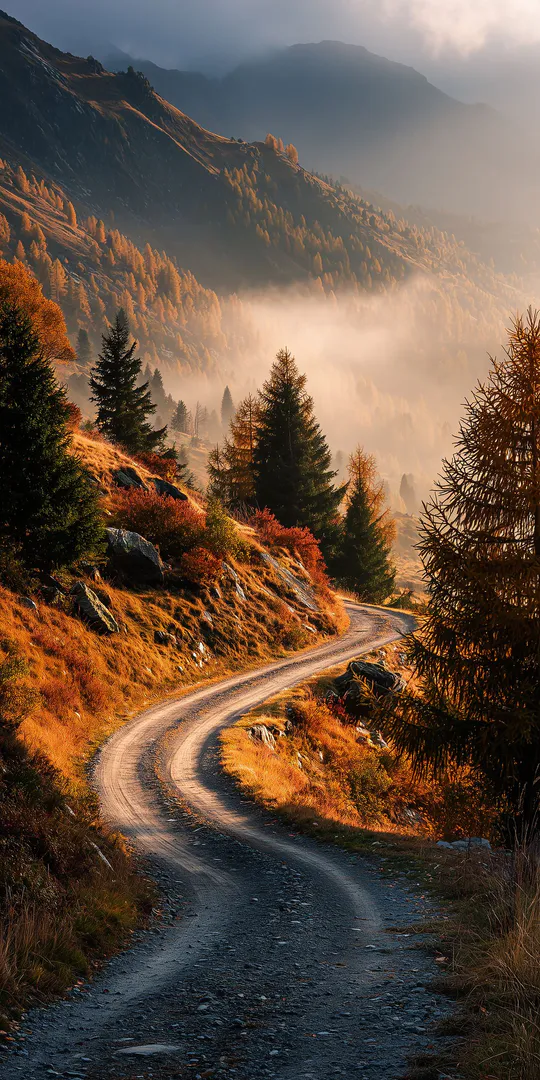 Обои на телефон: Осенняя горная тропа