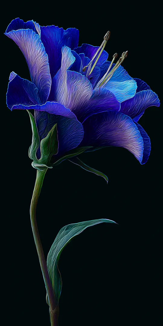 Обои на телефон: Синий неоновый цветок