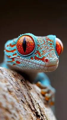 Рептилія, Макро, Очі, Луска, Вертикальна зіниця, Кора дерева, Блакитні кольори, Помаранчевий візерунок
