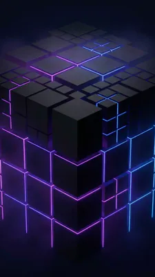 3d-рельеф, Сине-фиолетовый, Геометрия, Техно, Световые линии, Абстракция, Amoled