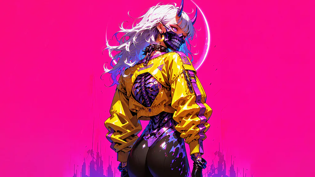 Обои на рабочий стол: Неоновая демонка