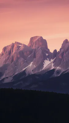 Сумерки, Снег, Скалы, Темный лес, Панорамный вид, Пейзаж, Мягкий свет