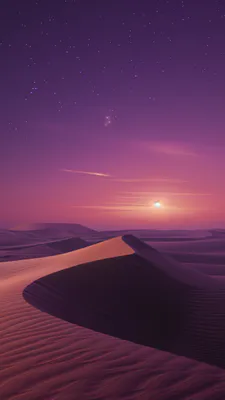 Пустыня, Звездное небо, Закат, Пески, Пейзаж, Ночь, Фиолетовый, Одиночество
