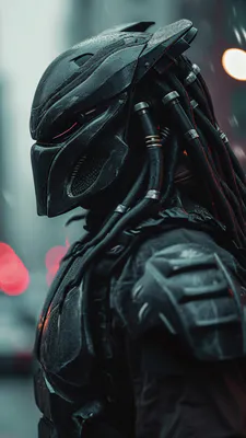 Шолом, Дредлоки, Інопланетянин, Бойовий костюм, Кіберпанк, Нічне місто, Деталізований, Дощ