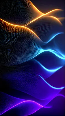 Neon Colors, Dots, Particles, Blue, Purple, Orange, Gradient, Technology, Amoled
