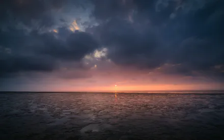 Побережье, Рассвет, Облака, Сумерки