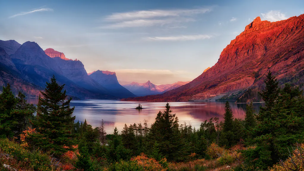Обои на рабочий стол: Закат над озером