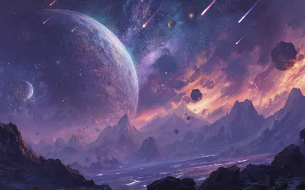 Cosmic Space, Galaxy, Art of AI, Planet, Purple, Cosmic