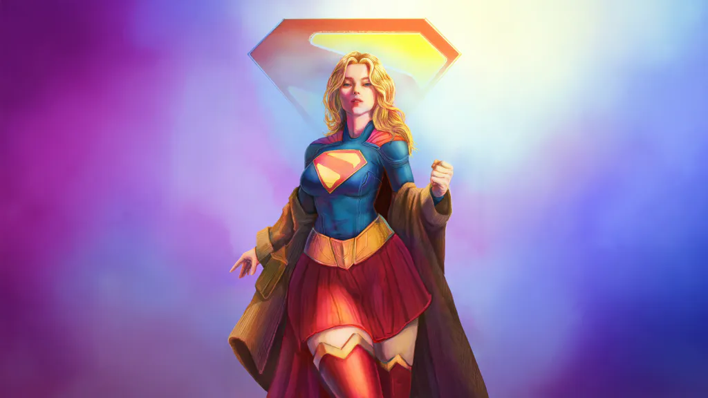 Обои на рабочий стол: Supergirl в плаще