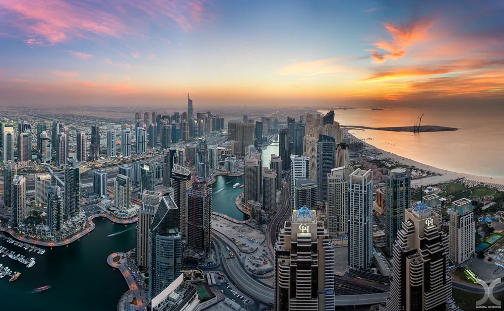 Wallpaper Dubai UAE Sunset Cityscape 1366x768