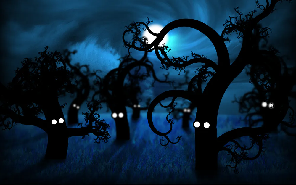 Wallpaper Forest midnight 2560x1080