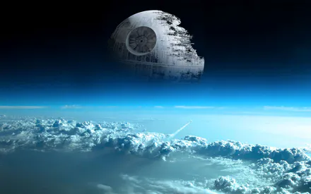 Star Wars, Космическая станция, Фантастика, Облака, Атмосфера, Истребитель, Кинематографическое, Amoled, AI Art