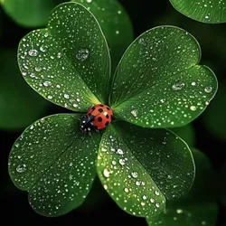 Lady Bugs Green Leaf Water Drops