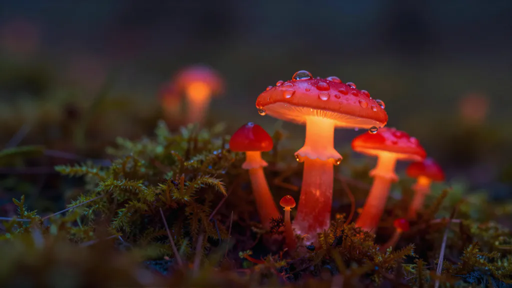 Обои на рабочий стол: Светящиеся грибы