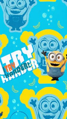 Миньоны, 2026, Обои, Синий, Очаровательны, Старайтесь сильнее