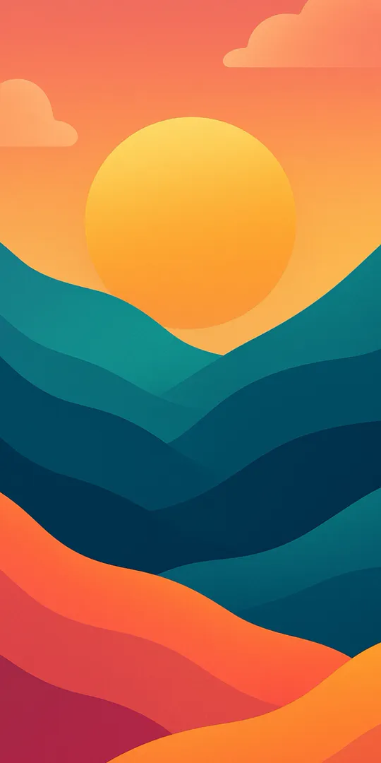 Обои на телефон: Красочные закатные холмы