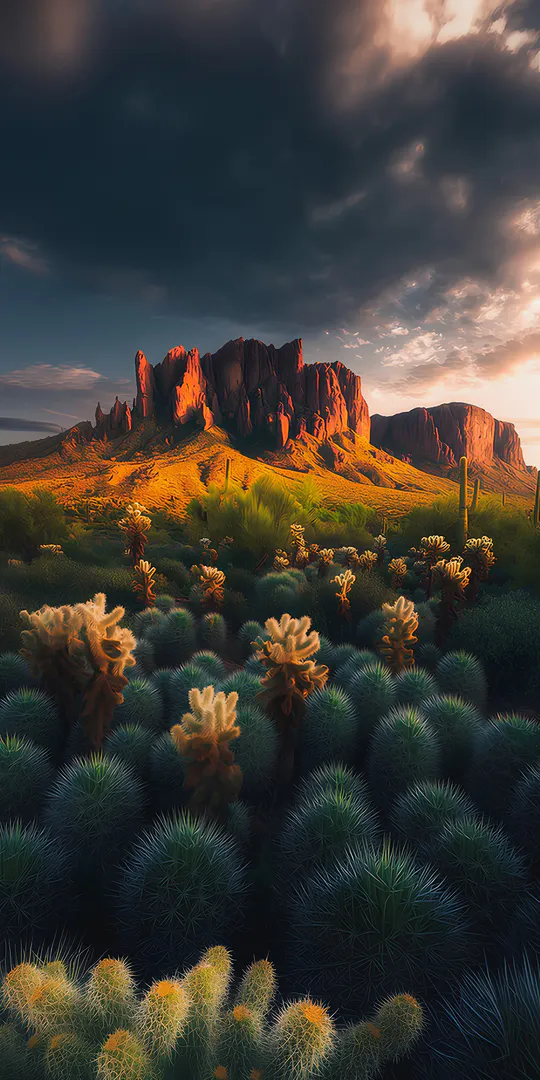 Phone wallpaper: Desert Sunset Landscape