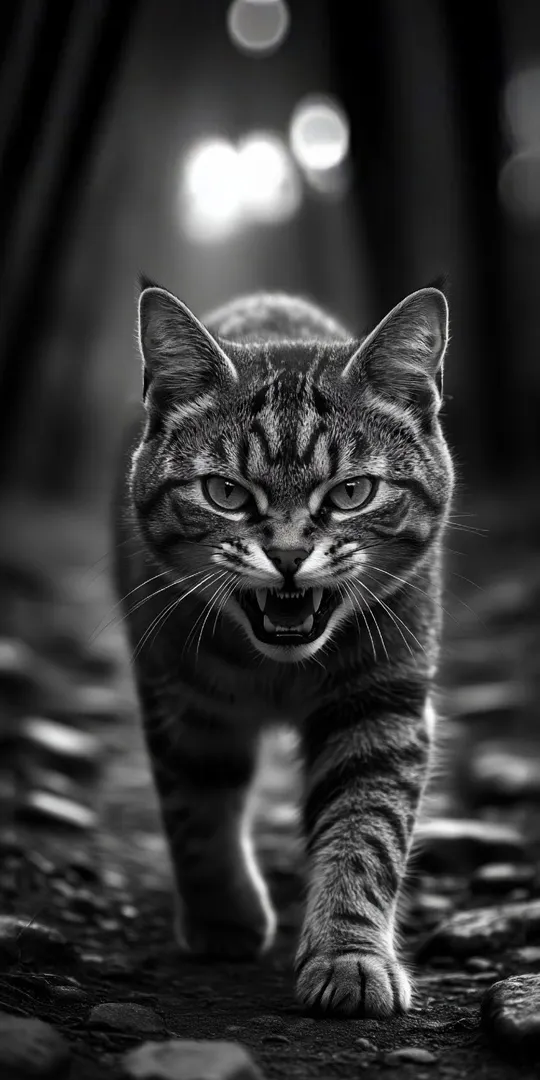 Обои на телефон: Яростная кошачья прогулка