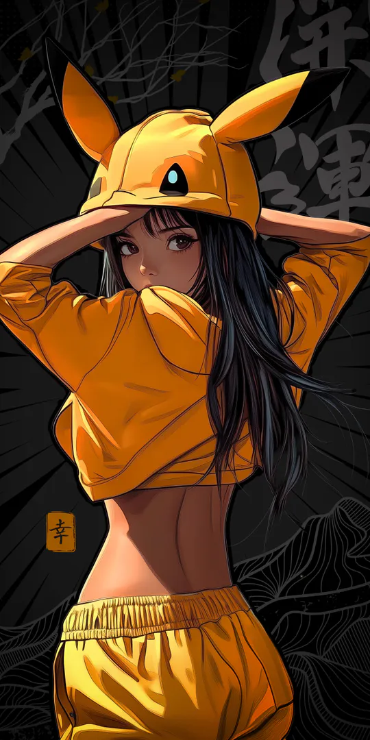 Обои на телефон: Девушка в Пикачу