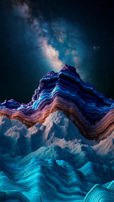 Барвисті, Шаровані, Гори, Ніч, Зірки, Галактика, Таяння, Текстура