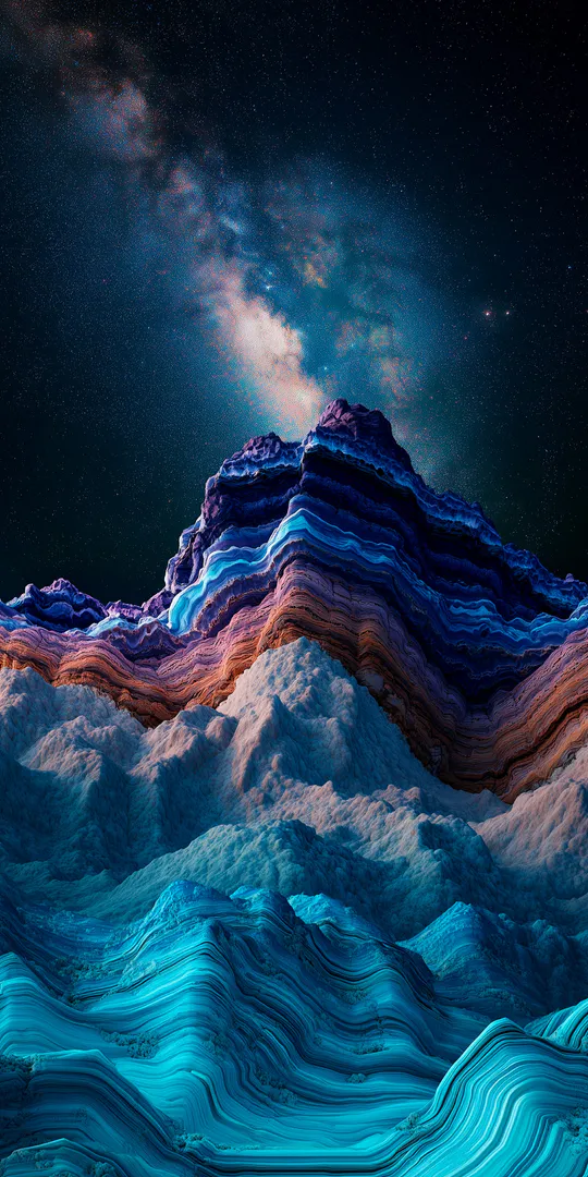 Обои на телефон: Слоистые космические горы