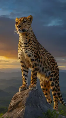 Дика природа, Велика кішка, Скеля, Захід сонця, Пейзаж, Гори, Природа