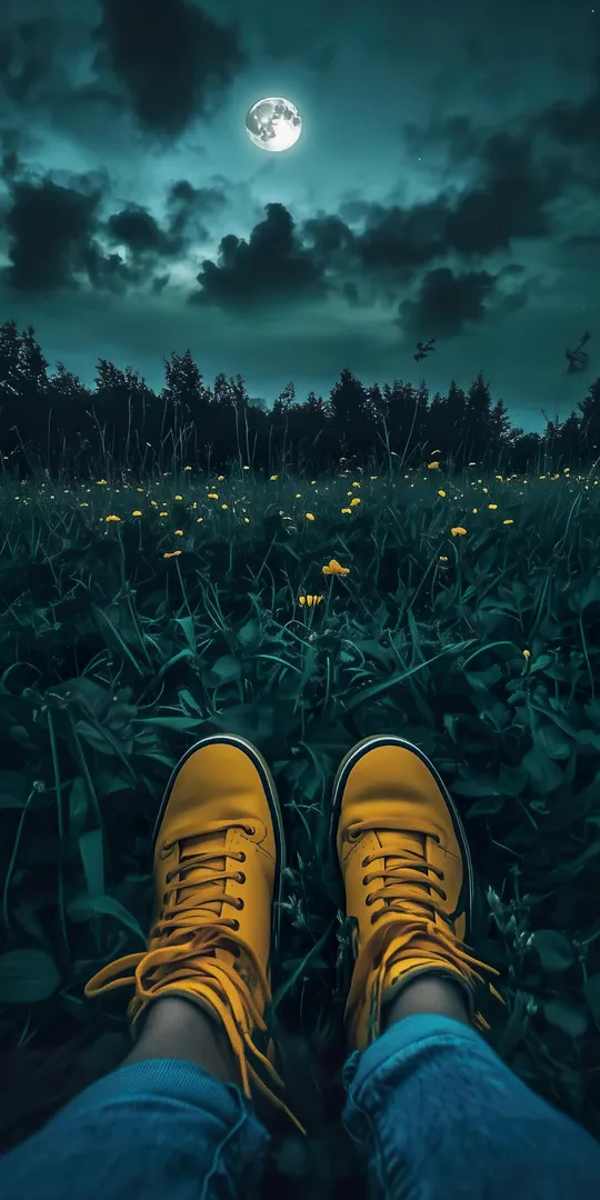 Обои на телефон: Лунная ночная прогулка