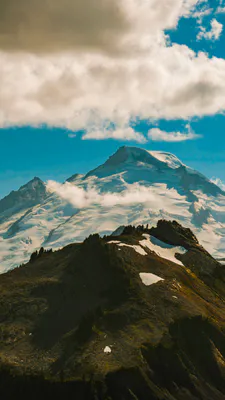 Снег, Облака, Деревья, Голубое небо, Пейзаж, Природа, На открытом воздухе, Живописные