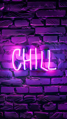 Неоновый свет, Фиолетовый, Кирпичная стена, Свечение, Винтаж, Городской, Отдых