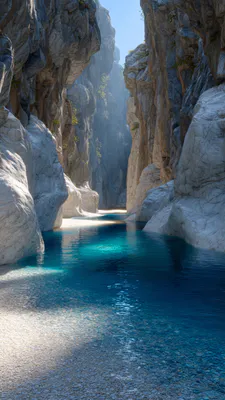 Чистая вода, Скальные образования, Природа, Дневной свет, Тени, Галька, Спокойный, Каньон