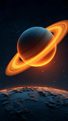 Сатурн, Планета, Вселенная, Звезды, Горизонт, Футуризм