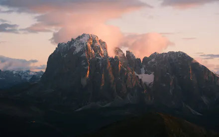 Горы, Закат, Облака, Снег, Пейзаж, Природа, Сумерки, Пейзажи