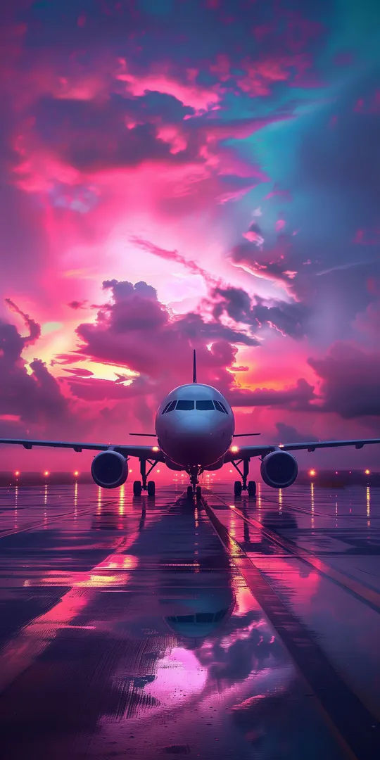 Обои на телефон: Рейс в аэропорту заката
