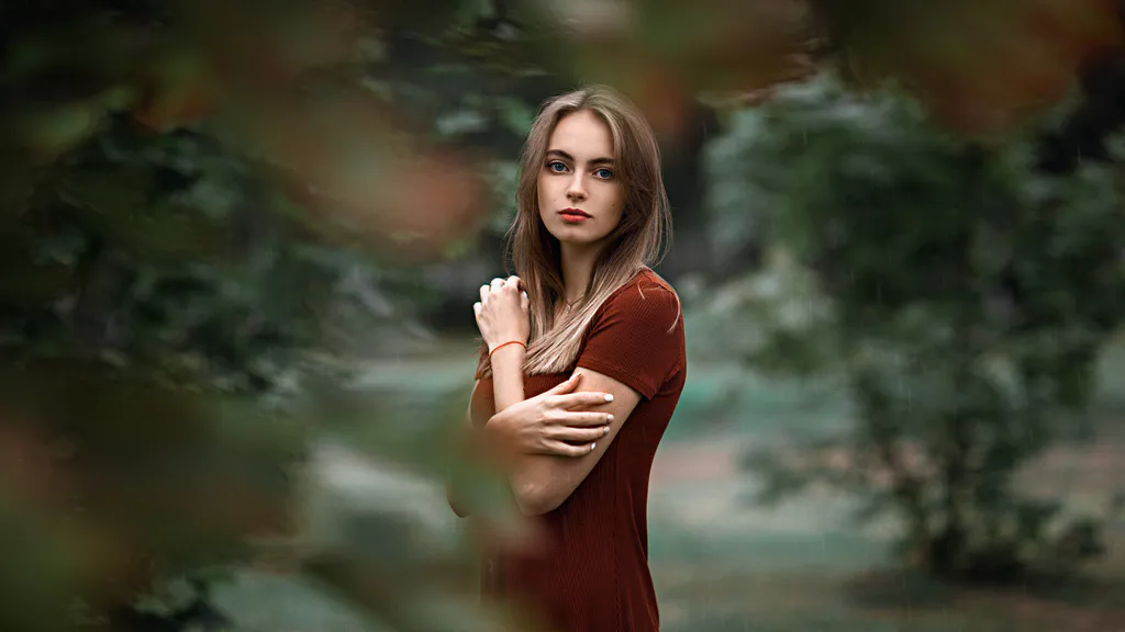 Шпалери для робочого столу: Дівчина в дощі