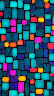 Abstract Shapes, Colored Rectangles, Smooth Corners, Bright Colors, Dark Background, Amoled, Techno Style, 3d Effect