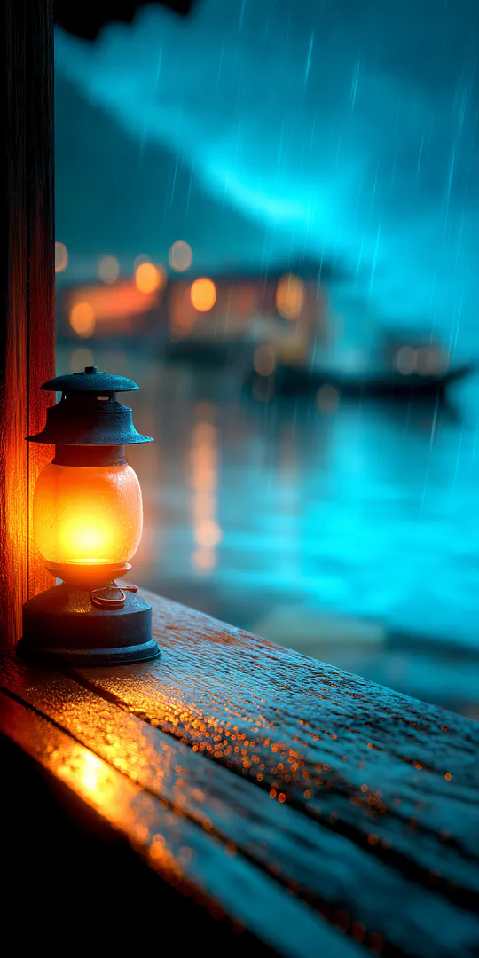 Обои на телефон: Ночной фонарь у моря