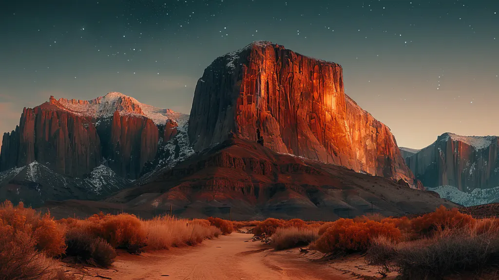 Обои на рабочий стол: Рыжие скалы вечера