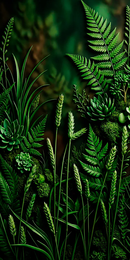 Phone wallpaper: Thick green leaves