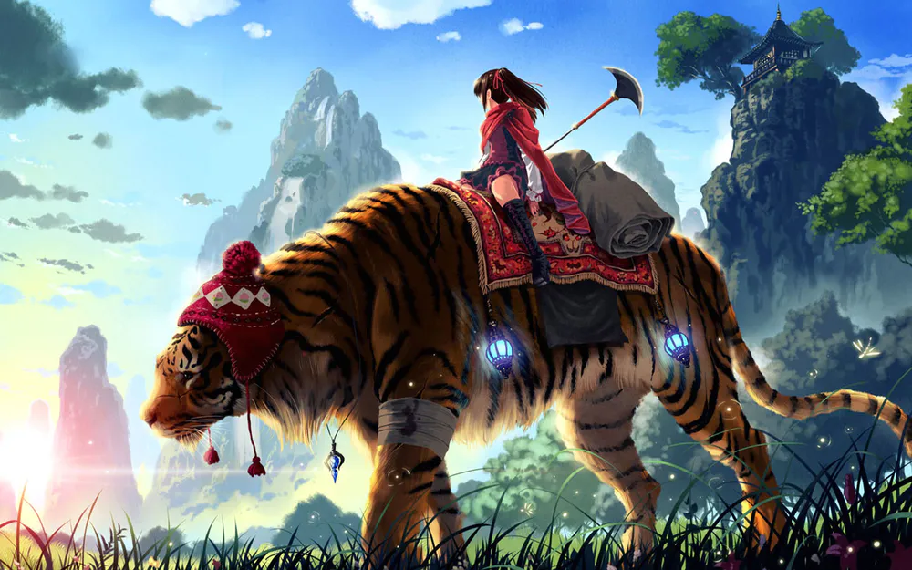 Обрезать вручную обои Huge Tiger Ride, Huge, Тигр, Ride в разрешении ...