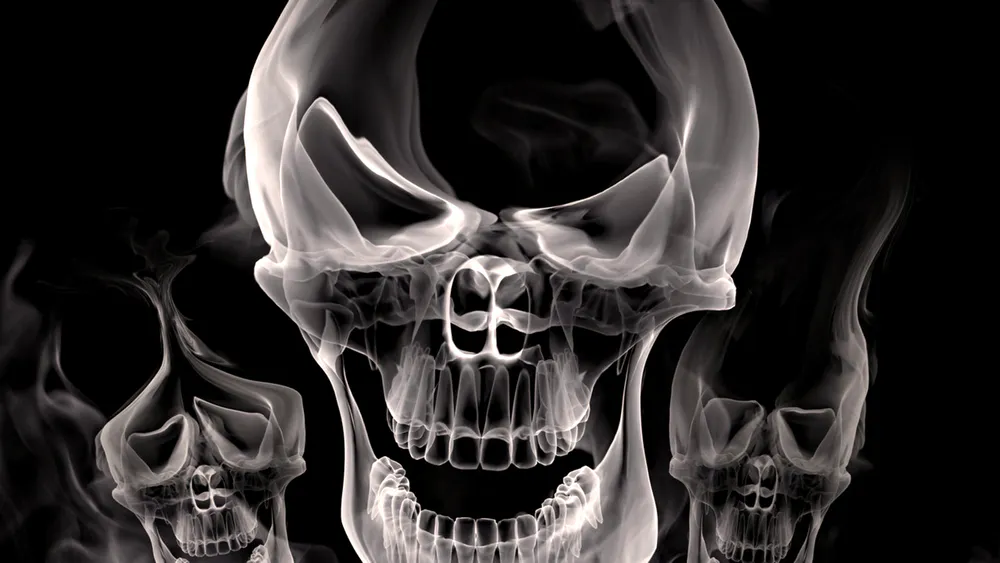 Шпалери White Smoke Skull 1024x576