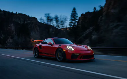Porsche, Gt3 Rs, Sports, Speed, Night Shooting, Mountain Road, Spoiler, Aerodynamics