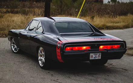 Dodge Charger 1969, Черный, Дорога, Автомобиль