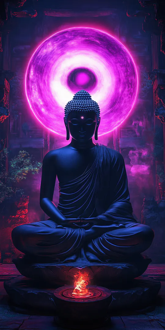 Phone wallpaper: Neon Buddha