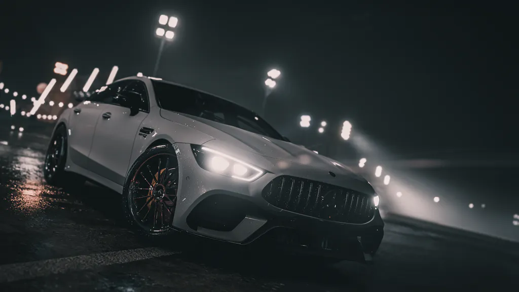 Обои на рабочий стол: Ночной Mercedes AMG