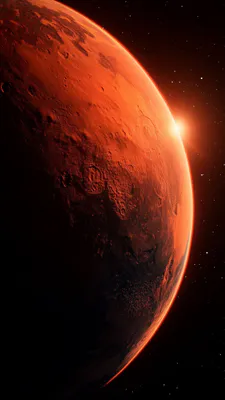 Марс, Звездное небо, Кратеры, Атмосфера, Сумерки, Космический пейзаж, Amoled, AI Art