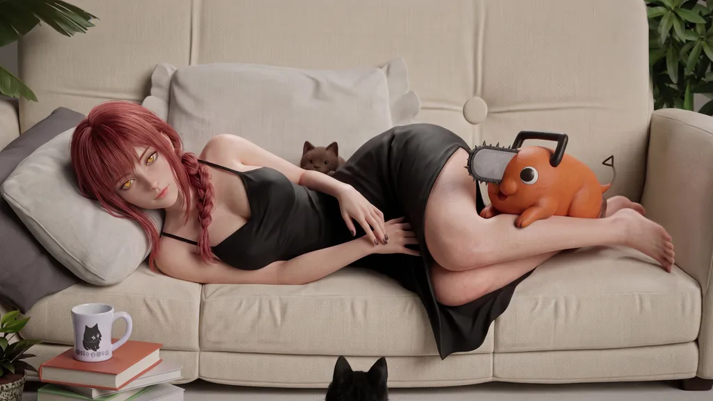Desktop wallpaper: The girl on the sofa