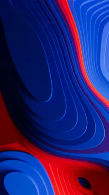 Абстрактные слои, 3D рендер, Синие тона, Красные акценты, Гладкие контуры, Рельефные изгибы, Плавные линии, AI Art