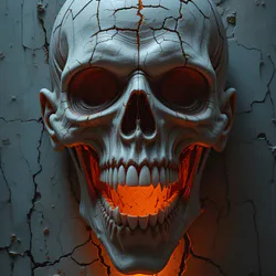 Skull in black and red paint