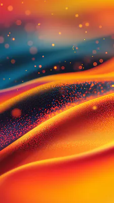 Color Gradients, Small Particles, Bokeh, Orange-blue Shades, Sand Waves, Neon Palette, Digital Illustration, AI Art